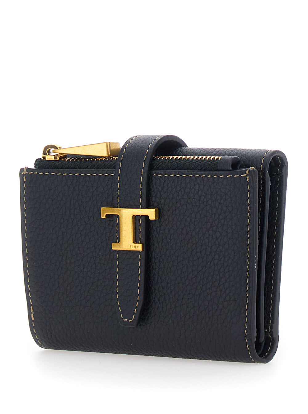 Tod's Women Black Wallet With T Plate On The Front In Leather For Women TOD'S