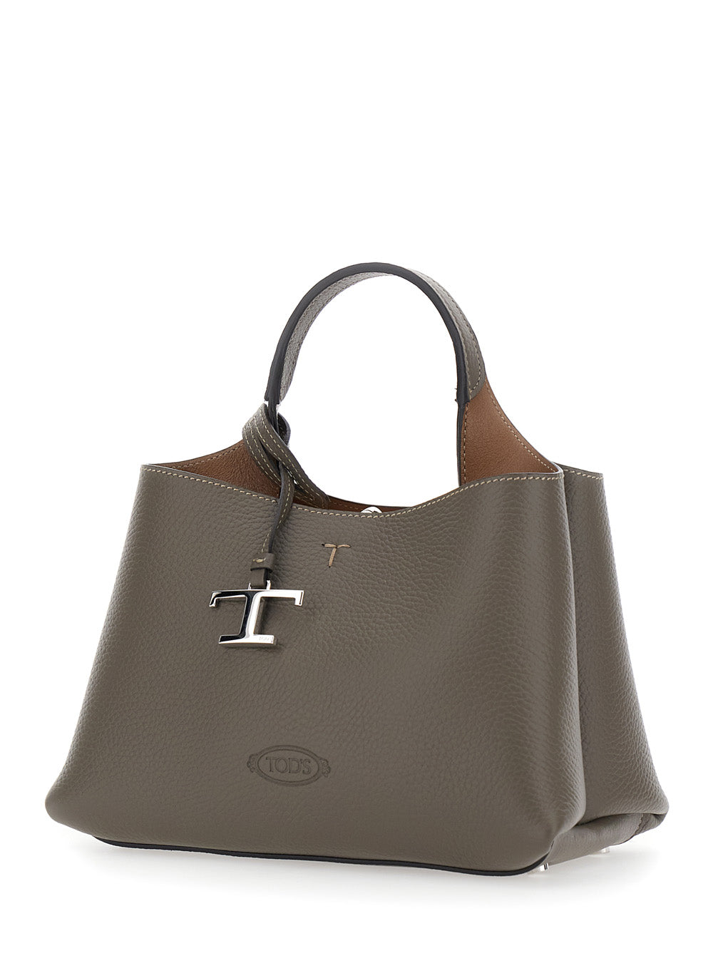 Tod's Women Gray Handbag With Adjustable And Removable Shoulder Strap And T Plate On The Front In Leather For Women TOD'S