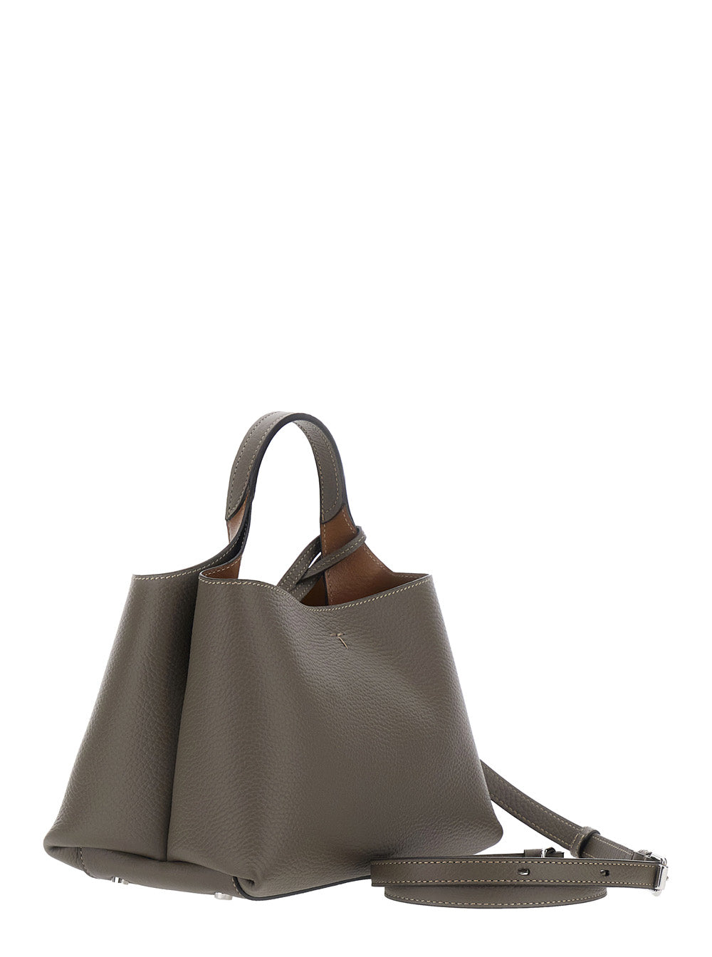 Tod's Women Gray Handbag With Adjustable And Removable Shoulder Strap And T Plate On The Front In Leather For Women TOD'S