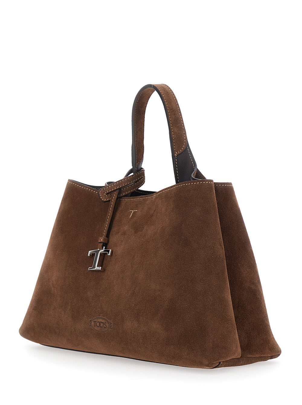 Tod's Women Brown Handbag With Adjustable And Removable Shoulder Strap And T Plate On The Front In Suede For Women TOD'S
