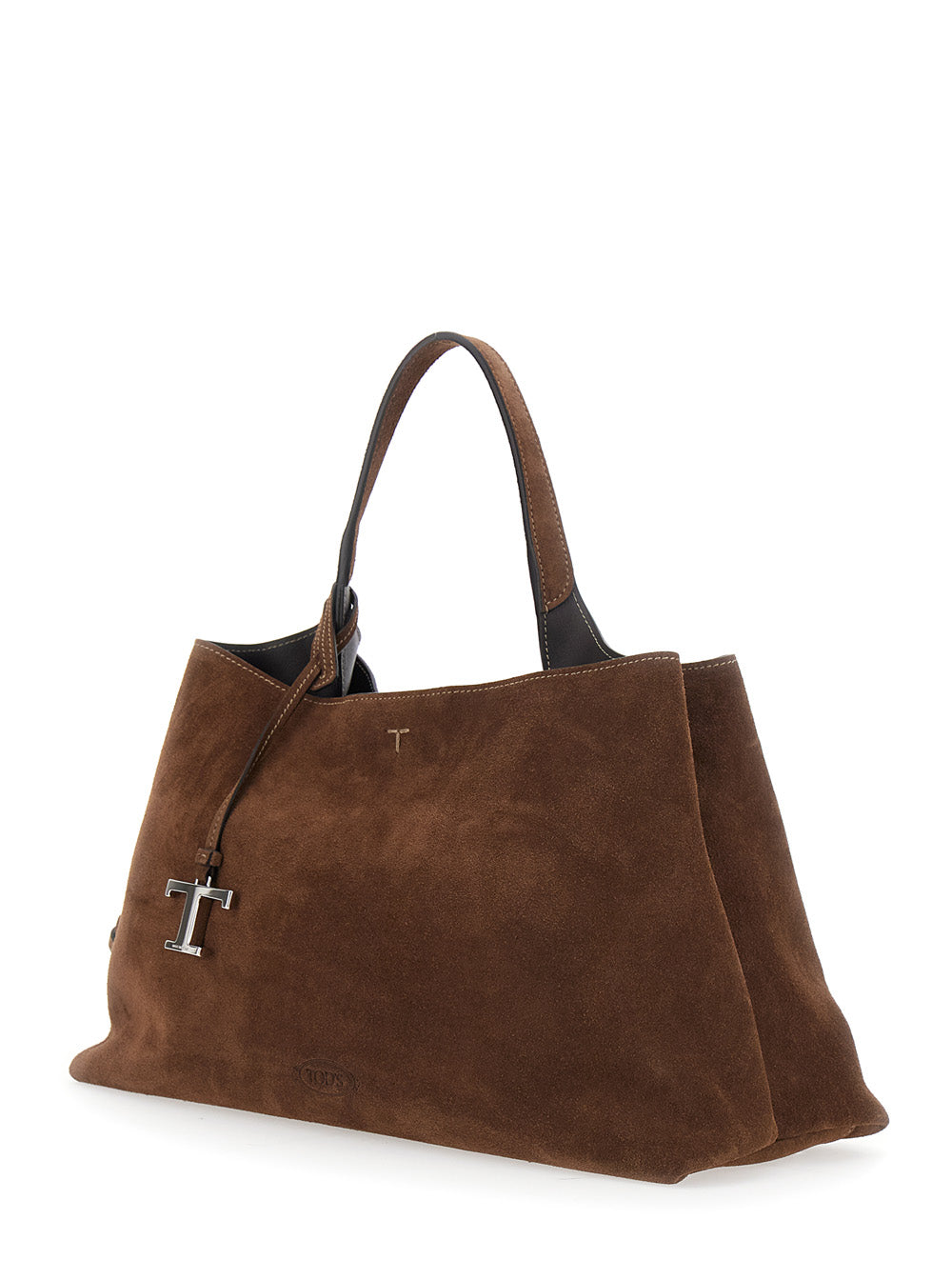 Tod's Women Brown Handbag With Adjustable And Removable Shoulder Strap And T Plaque On The Front In Suede For Women TOD'S
