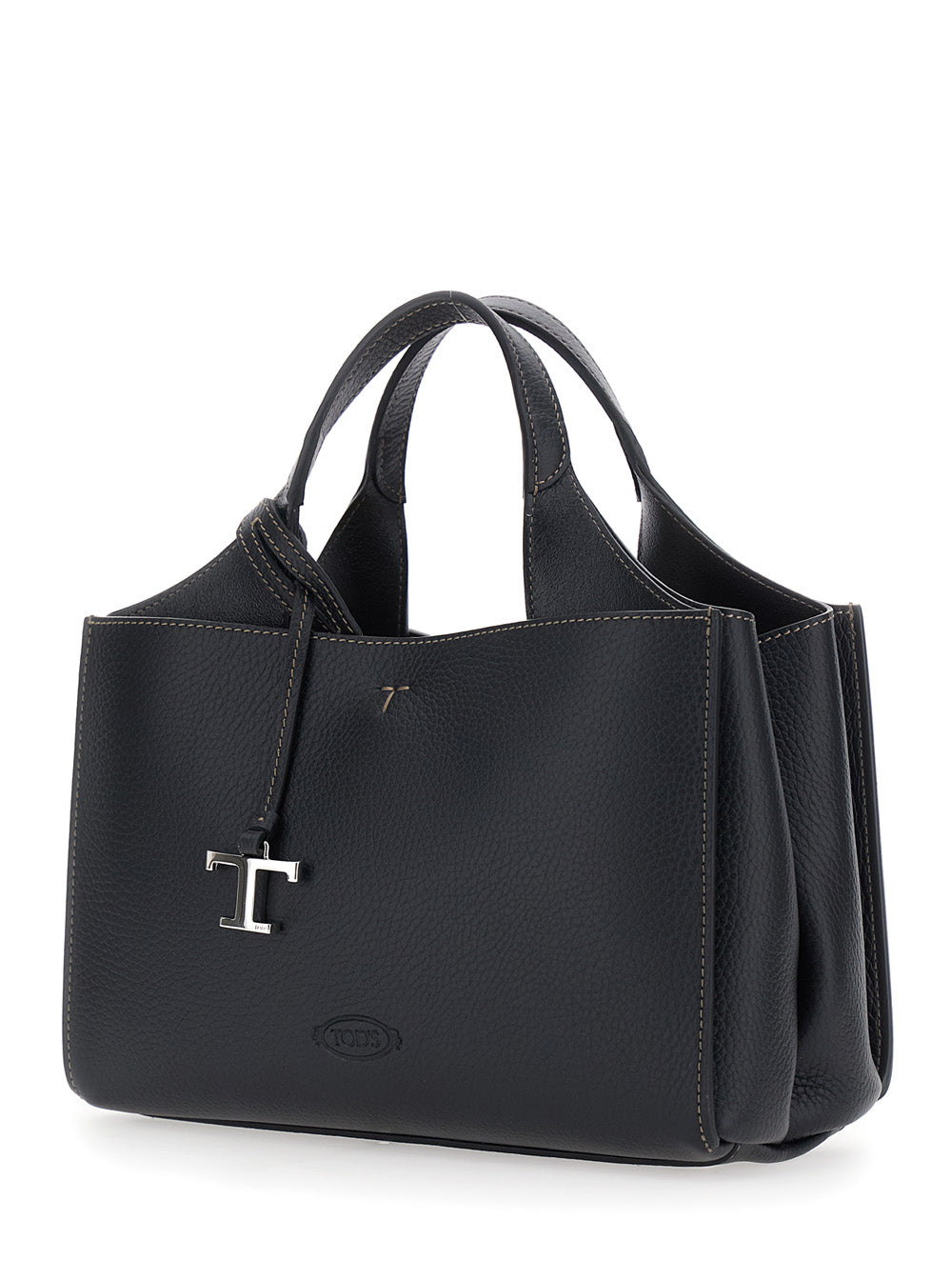 Tod's Women Black Handbag With Adjustable And Removable Shoulder Strap And T Plate On The Front In Leather For Women TOD'S