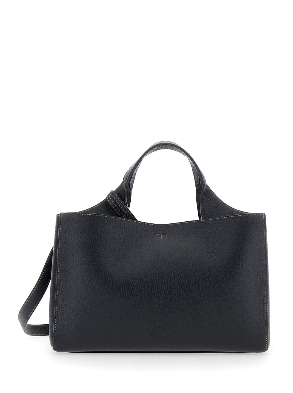 Tod's Women Black Handbag With T Plate On The Front And Adjustable Strap In Leather For Women TOD'S