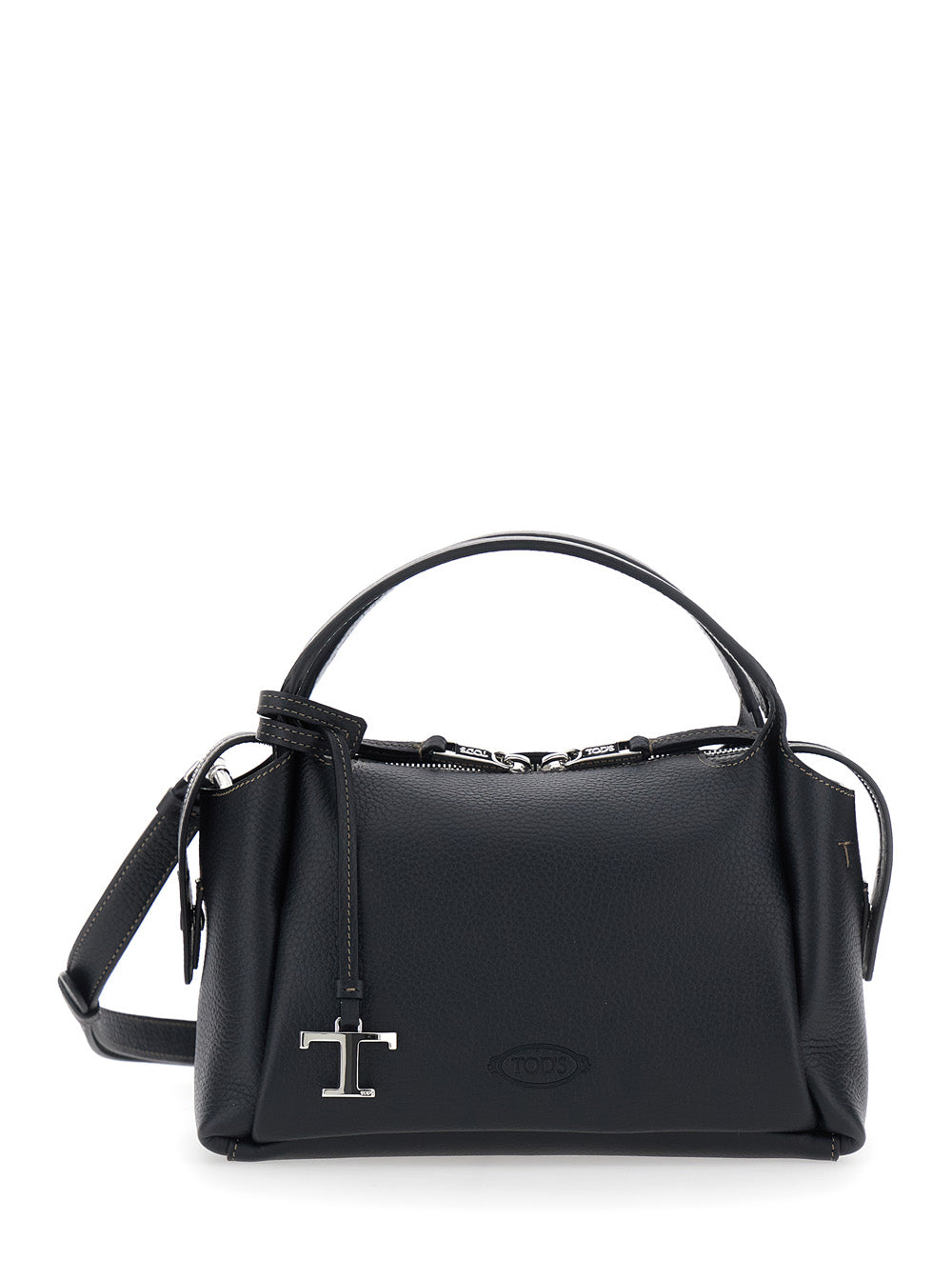 Tod's Women Black Shoulder Bag With T Plaque On The Front And Adjustable And Removable Strap In Leather For Women TOD'S