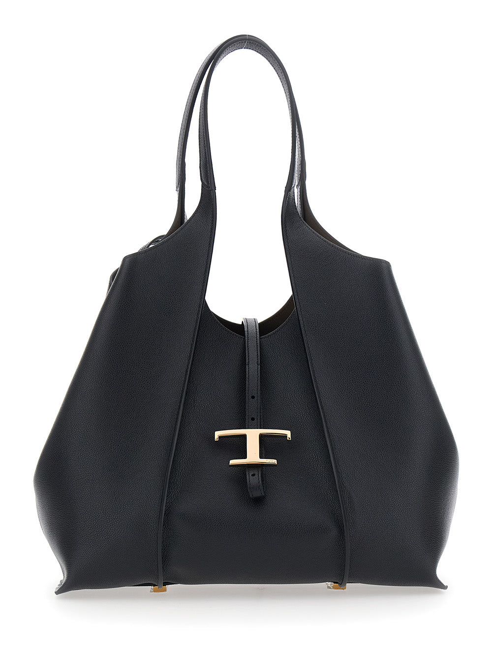 Tod's Women Black Shoulder Bag With Two Top Handles And T Plaque On The Front In Suede For Women TOD'S