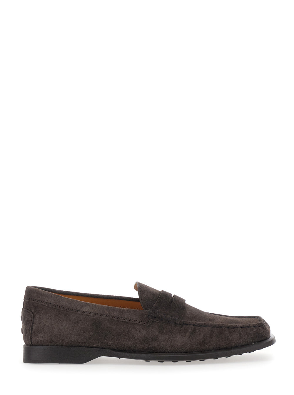 Tod's Men Brown Loafers With Pennyslot And Embossed Logo Monogram In Suede For Men TOD'S
