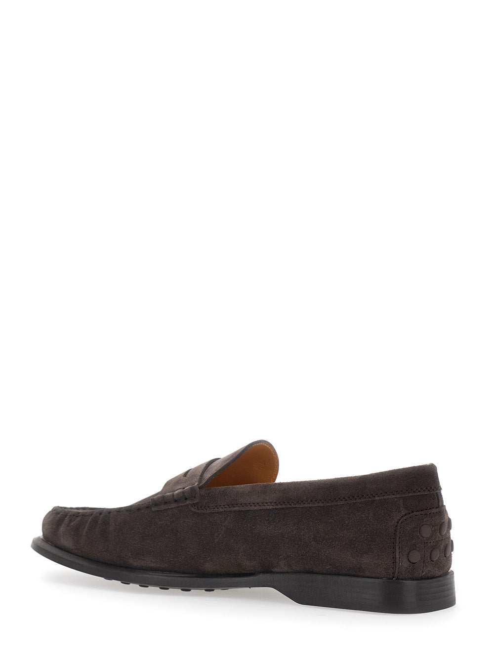 Tod's Men Brown Loafers With Pennyslot And Embossed Logo Monogram In Suede For Men TOD'S