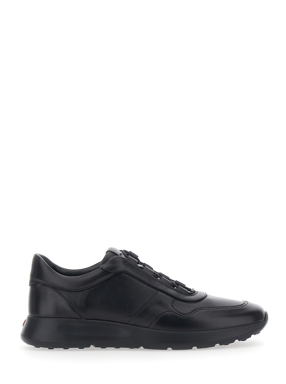 Tod's Men 'Red Dot' Black Low Top Sneakers With Red Dot Detail On The Heel And Logo Lettering On The Tongue In Leather For Men TOD'S