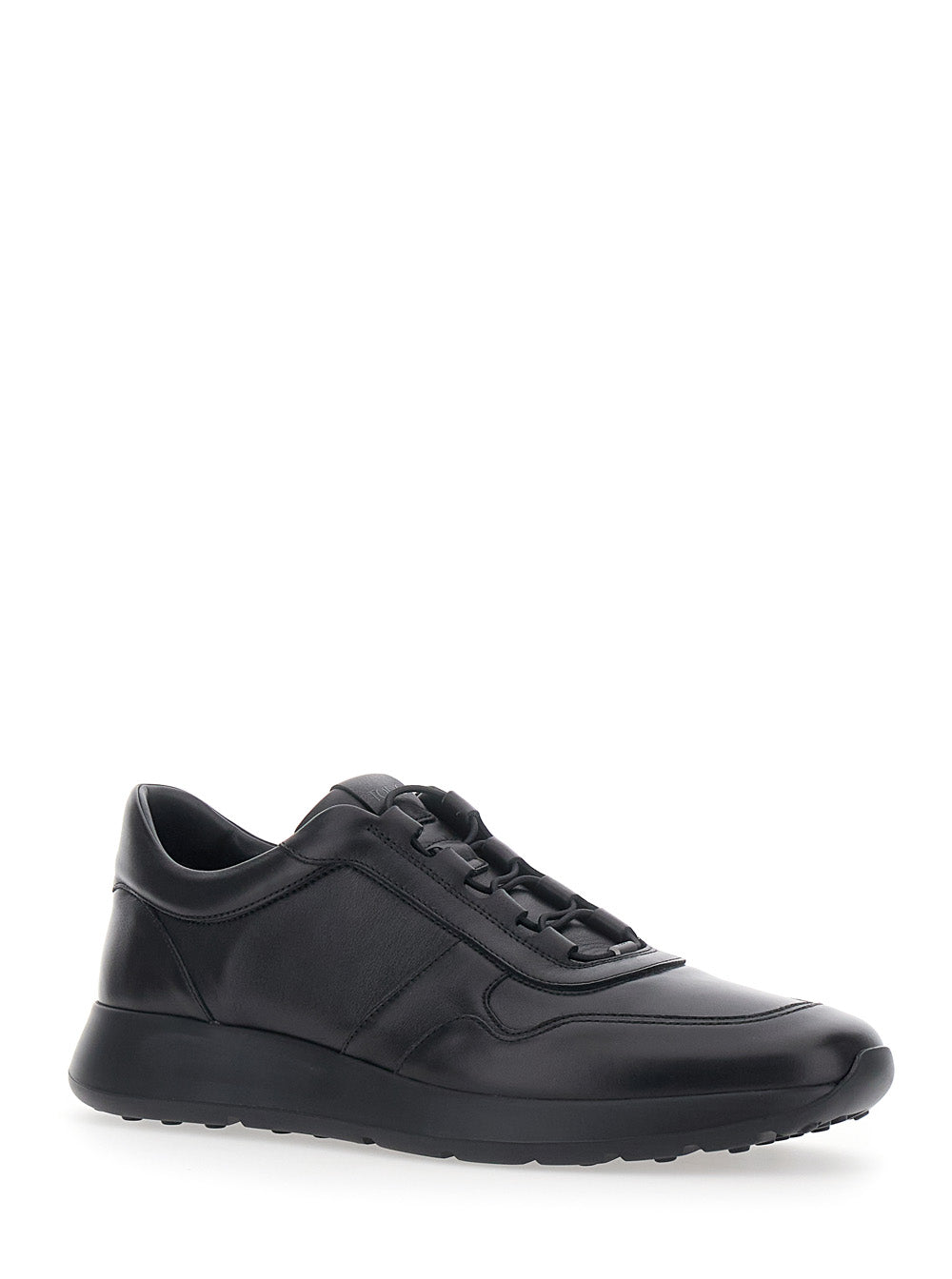 Tod's Men 'Red Dot' Black Low Top Sneakers With Red Dot Detail On The Heel And Logo Lettering On The Tongue In Leather For Men TOD'S