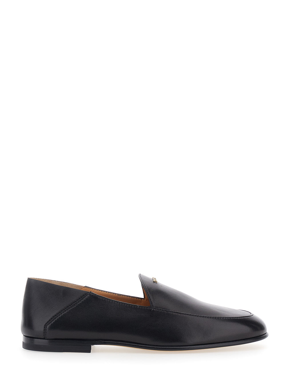 Tod's Women Black Loafers With Logo Lettering Plate On The Front In Smooth Leather For Women TOD'S