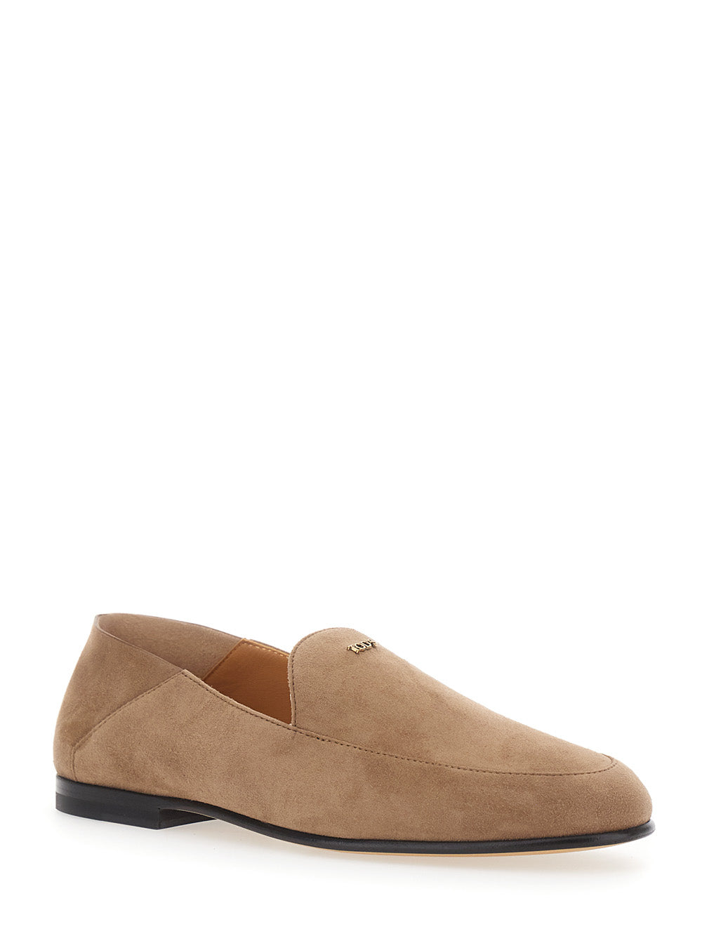 Tod's Women Beige Loafers With Logo Lettering Plate On The Front In Suede For Women TOD'S
