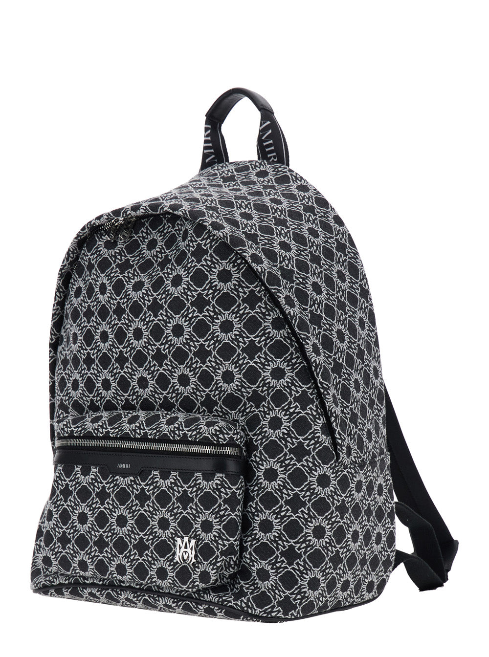 Amiri Men 'Ma Quad' Black Backpack With All-Over Logo Print And Adjustable Straps In Tech Fabric For Men AMIRI