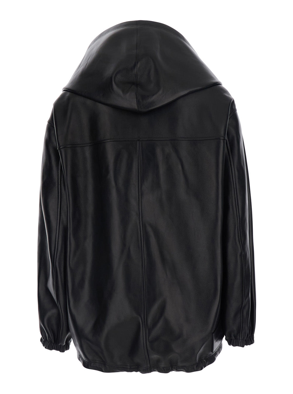 Balenciaga Women Smooth Leather Relaxed Hoodie BALENCIAGA