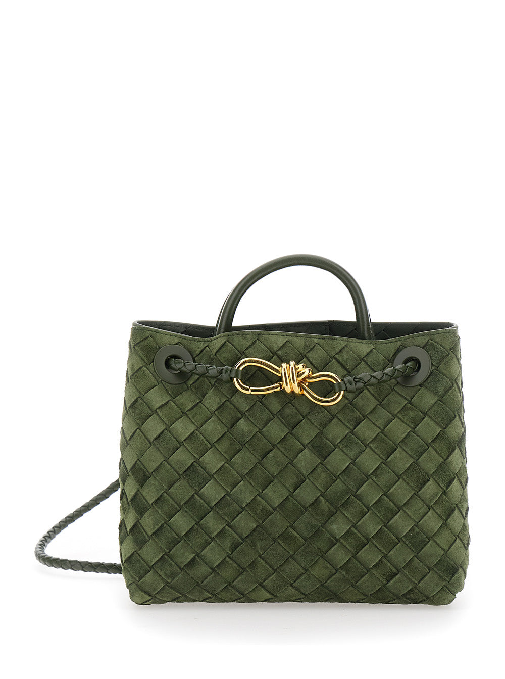 Bottega Veneta Women Small Andiamo Intrecciato 15 Glove Suede Cachemire BOTTEGA VENETA