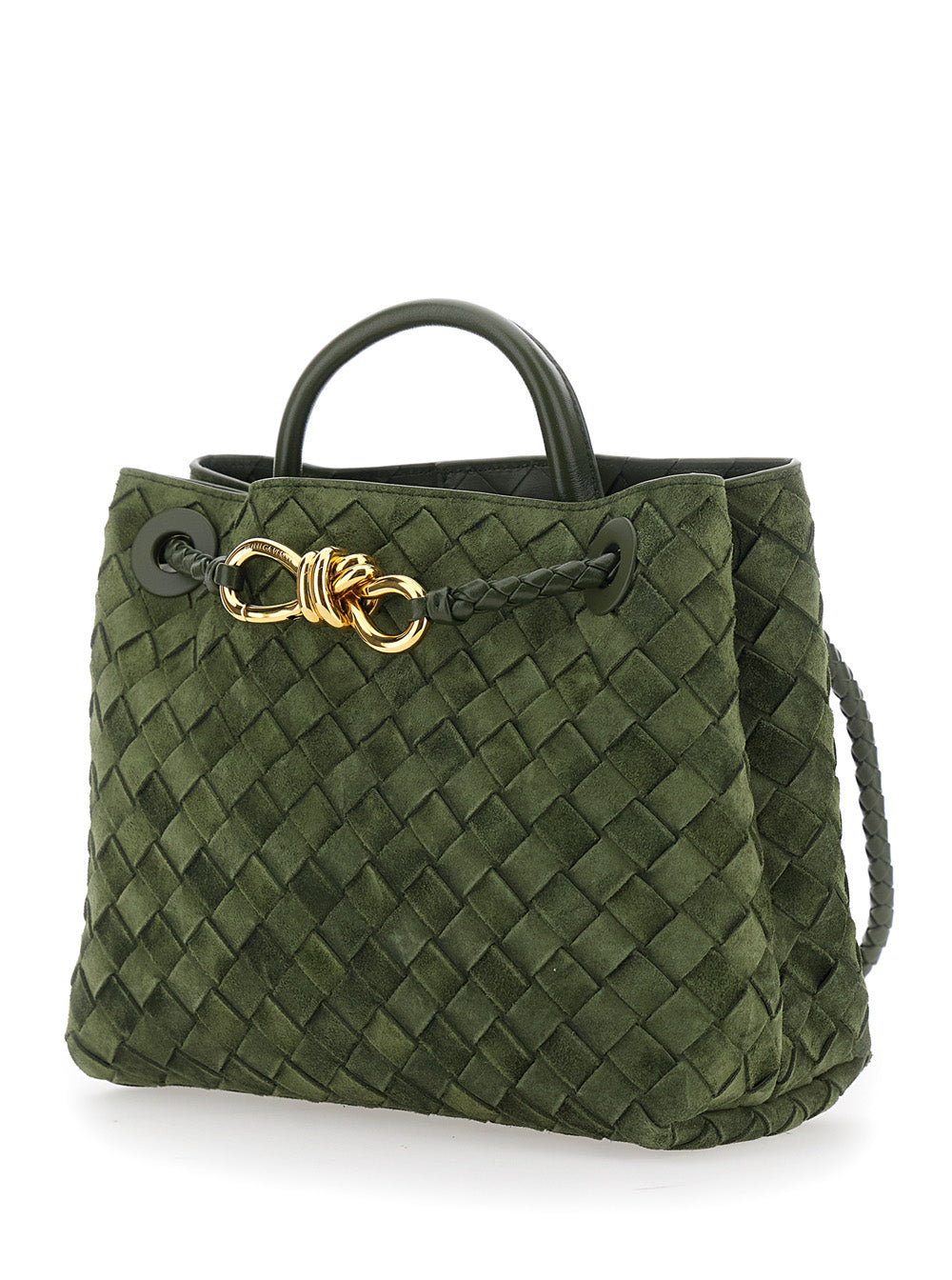 Bottega Veneta Women Small Andiamo Intrecciato 15 Glove Suede Cachemire BOTTEGA VENETA