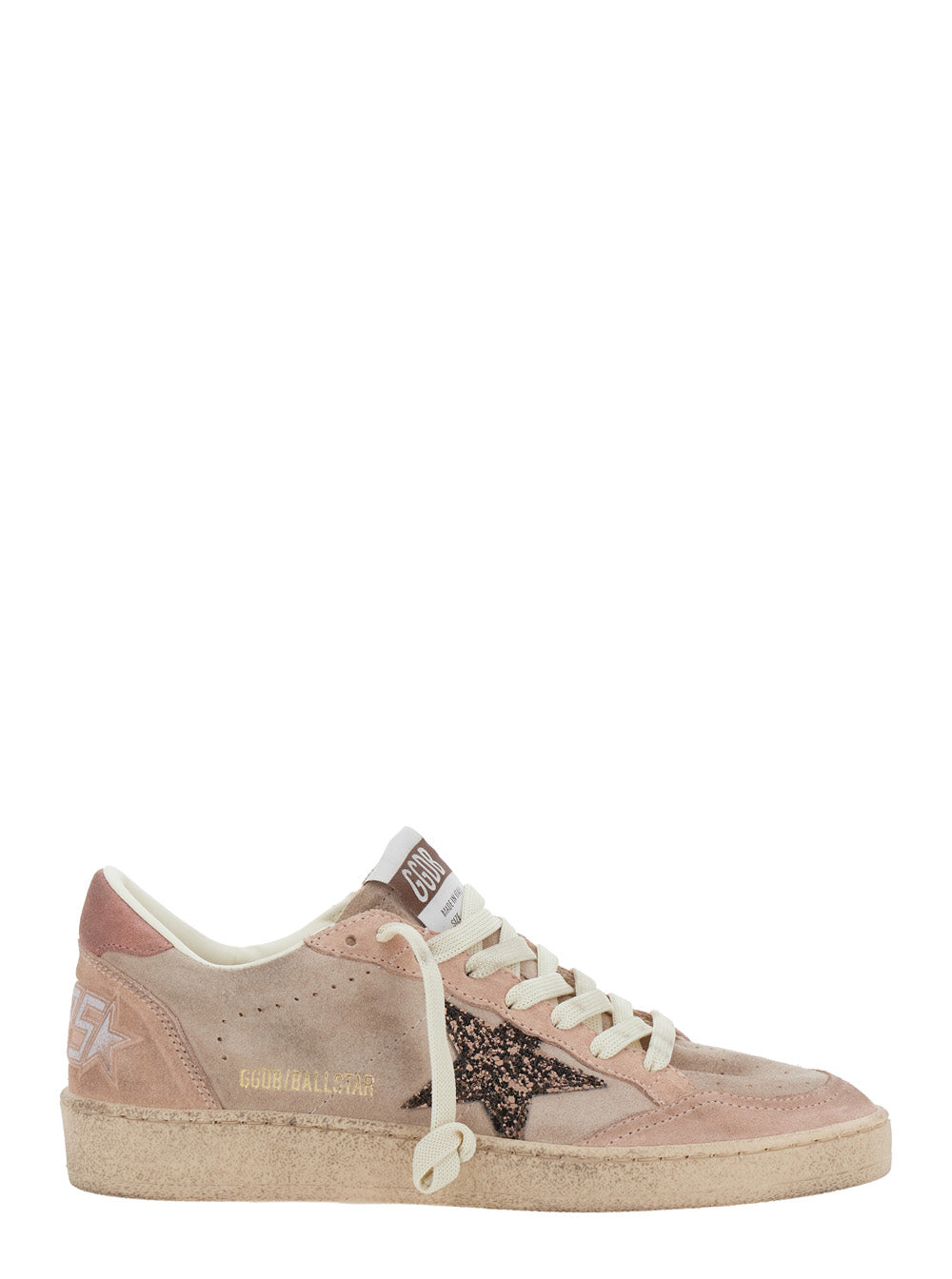 Golden Goose Women Ballstar Shoes With Suede Upper And Glitter Star, Pink, Unisex GOLDEN GOOSE