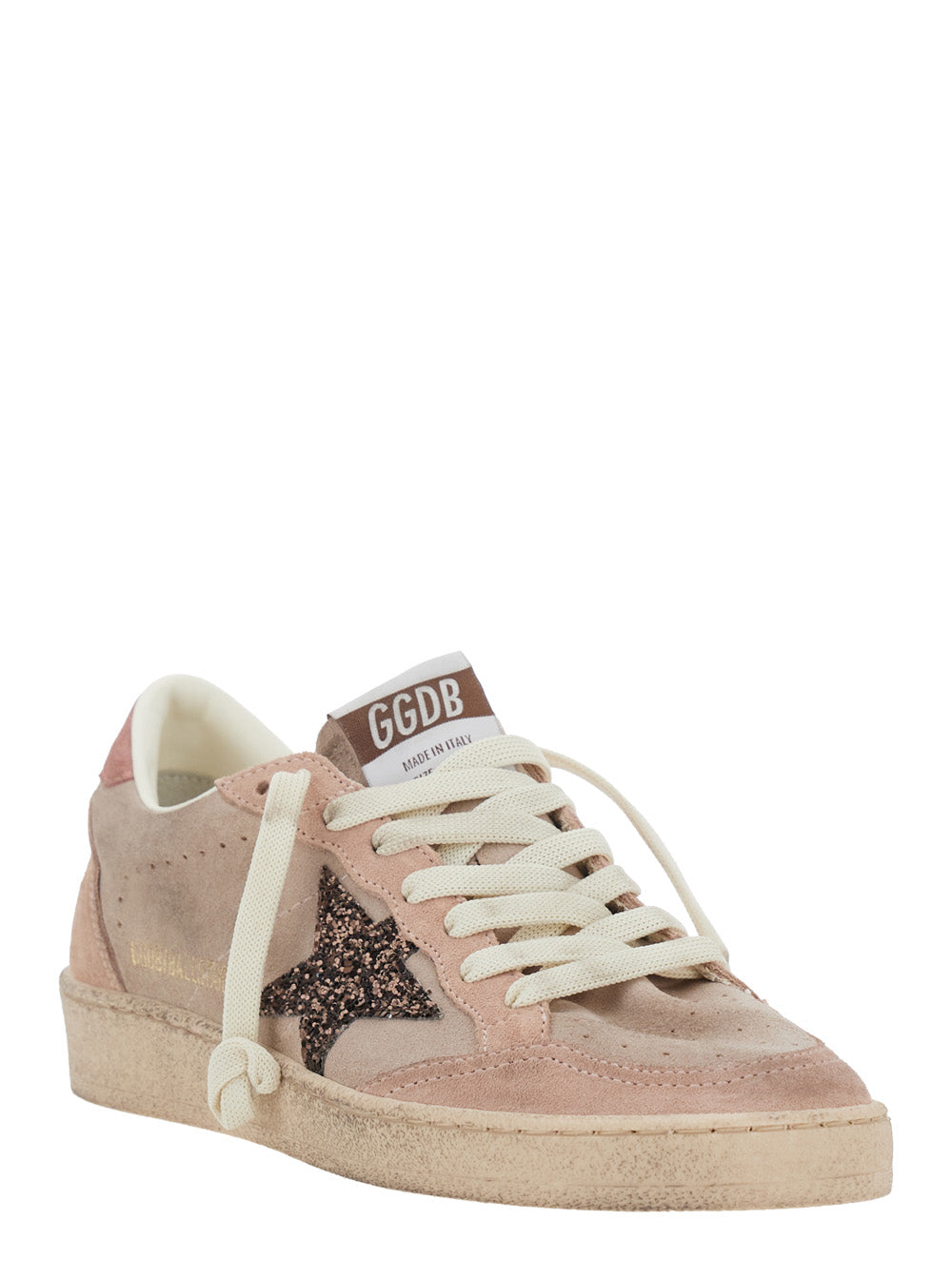 Golden Goose Women Ballstar Shoes With Suede Upper And Glitter Star, Pink, Unisex GOLDEN GOOSE