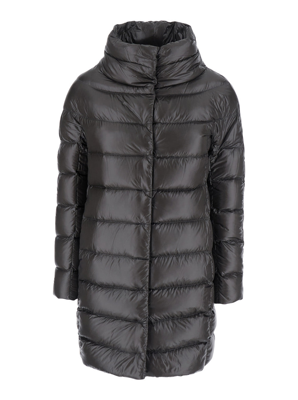 Herno Women Down Jacket Dora With High Collar And Long Sleeves In Tech Fabric Gray Women HERNO