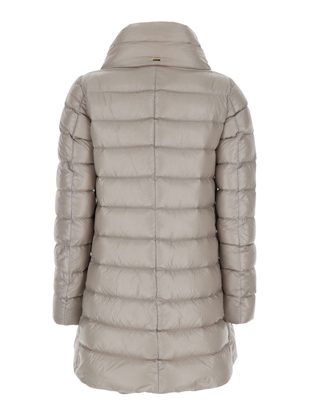 Herno Women Down Jacket Amelia A Line With High Collar And Long Sleeves In Tech Fabric Gray Women HERNO