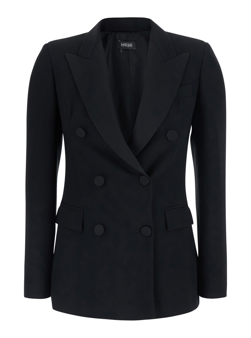 Leplain Women Black Double-Breasted Jacket With Peak Revers In Tech Fabric For Women LEPLAIN
