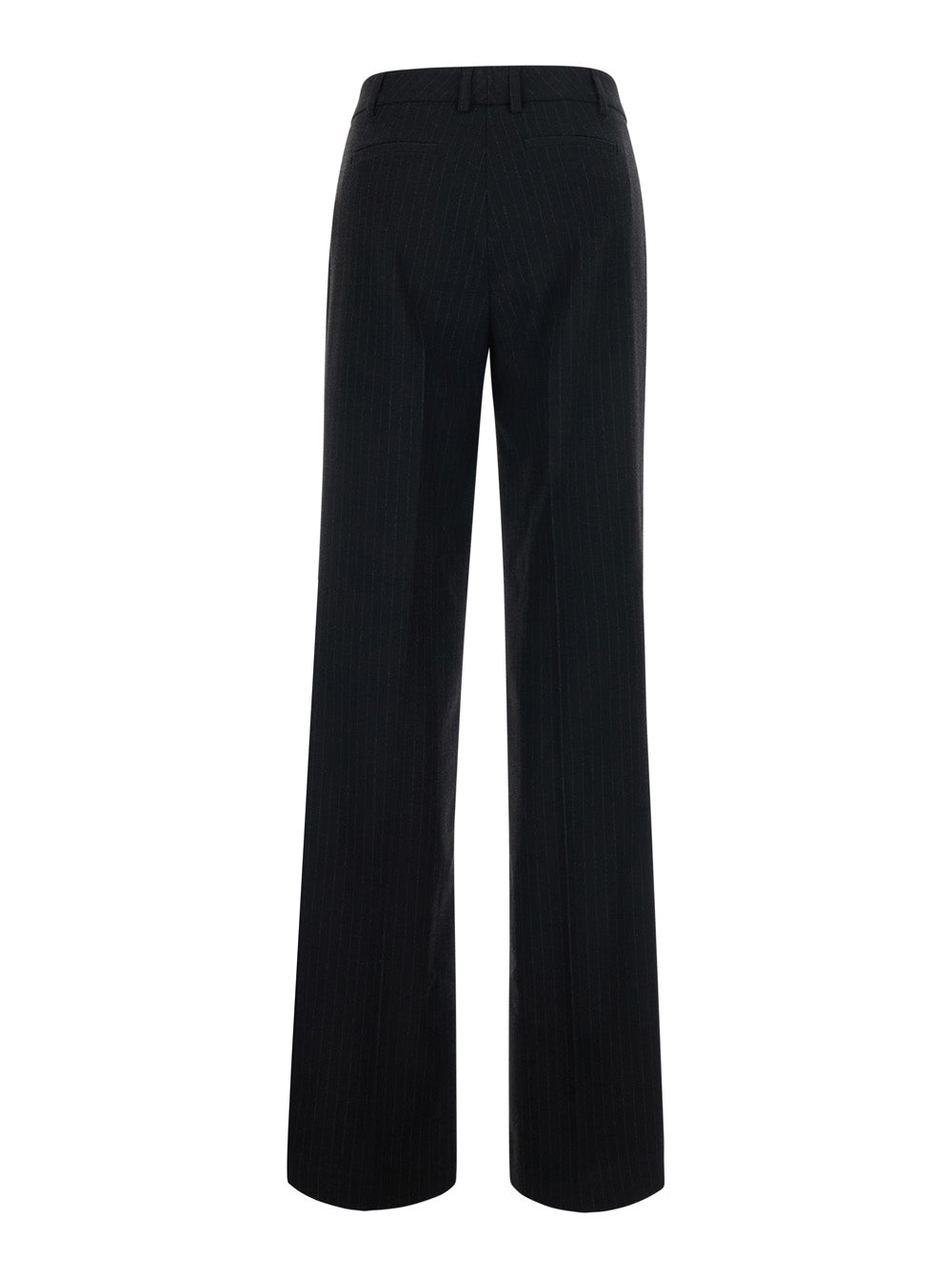 Leplain Women Black Flared Pants With All-Over Pinstripe Motif In Fabric For Women LEPLAIN