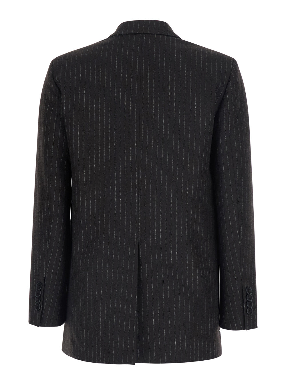 Leplain Women Brown Double-Breasted Jacket With Peak Revers And All-Over Pinstripe In Fabric For Women LEPLAIN
