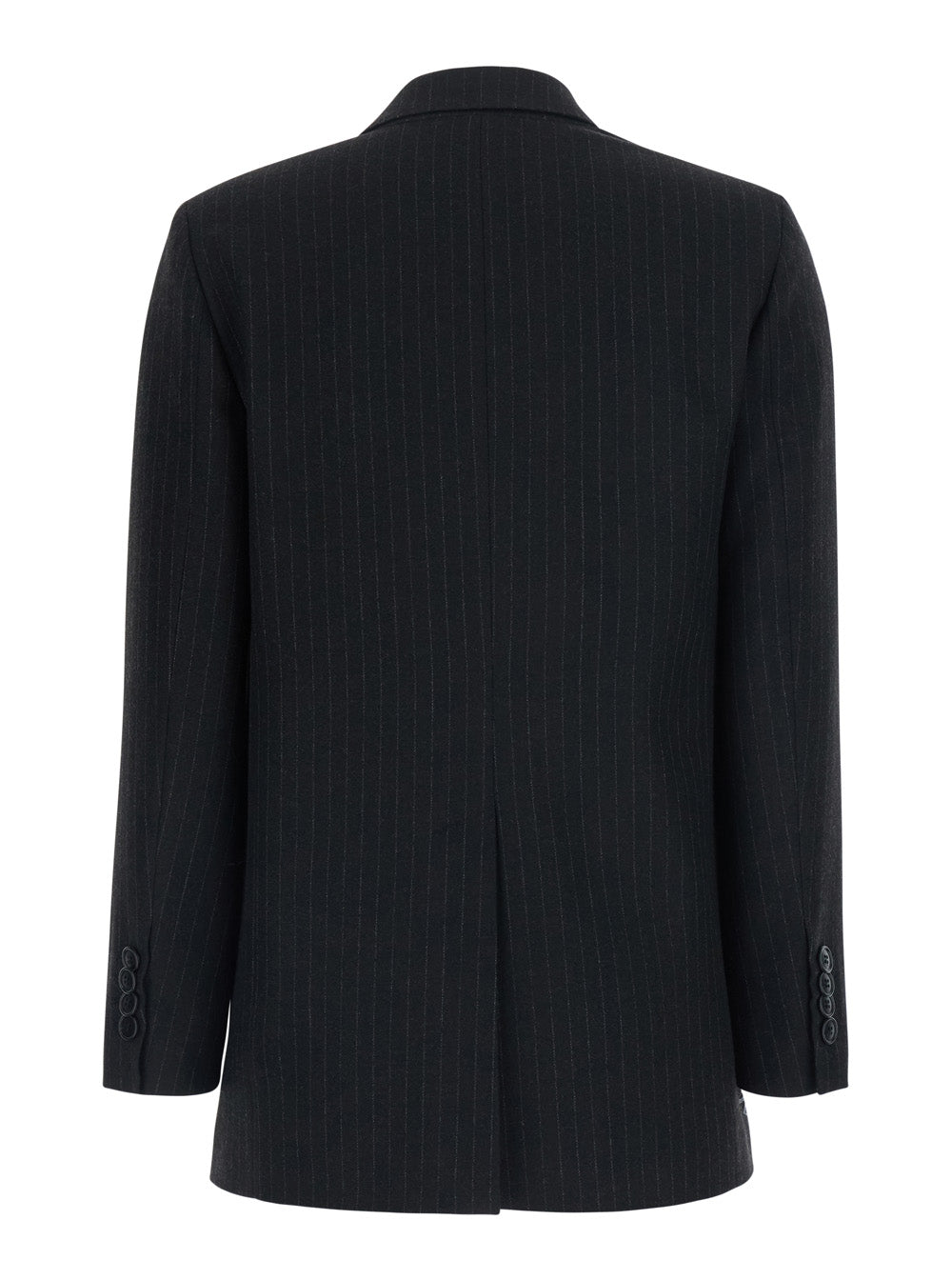 Leplain Women Black Double-Breasted Jacket With Peak Revers And Pinstripe Motif All-Over In Fabric For Women LEPLAIN
