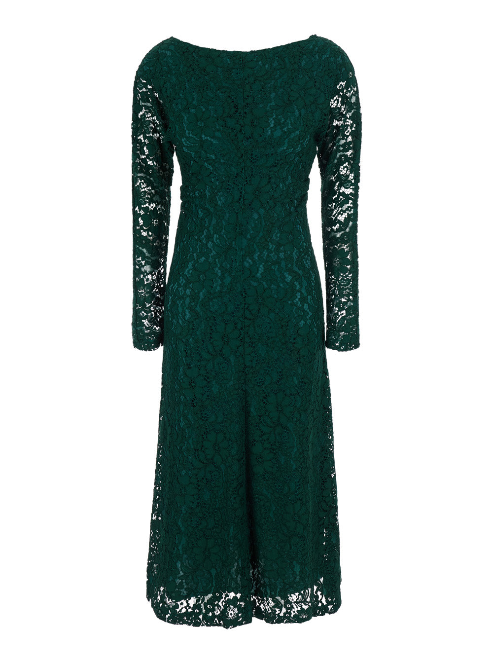 Leplain Women Green Long Dress With All-Over Lace Embroidery In Fabric For Women LEPLAIN