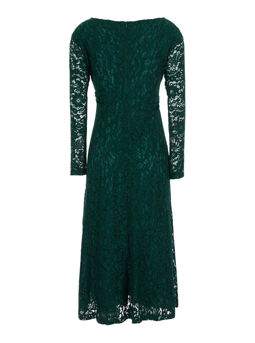 Leplain Women Green Long Dress With All-Over Lace Embroidery In Fabric For Women LEPLAIN