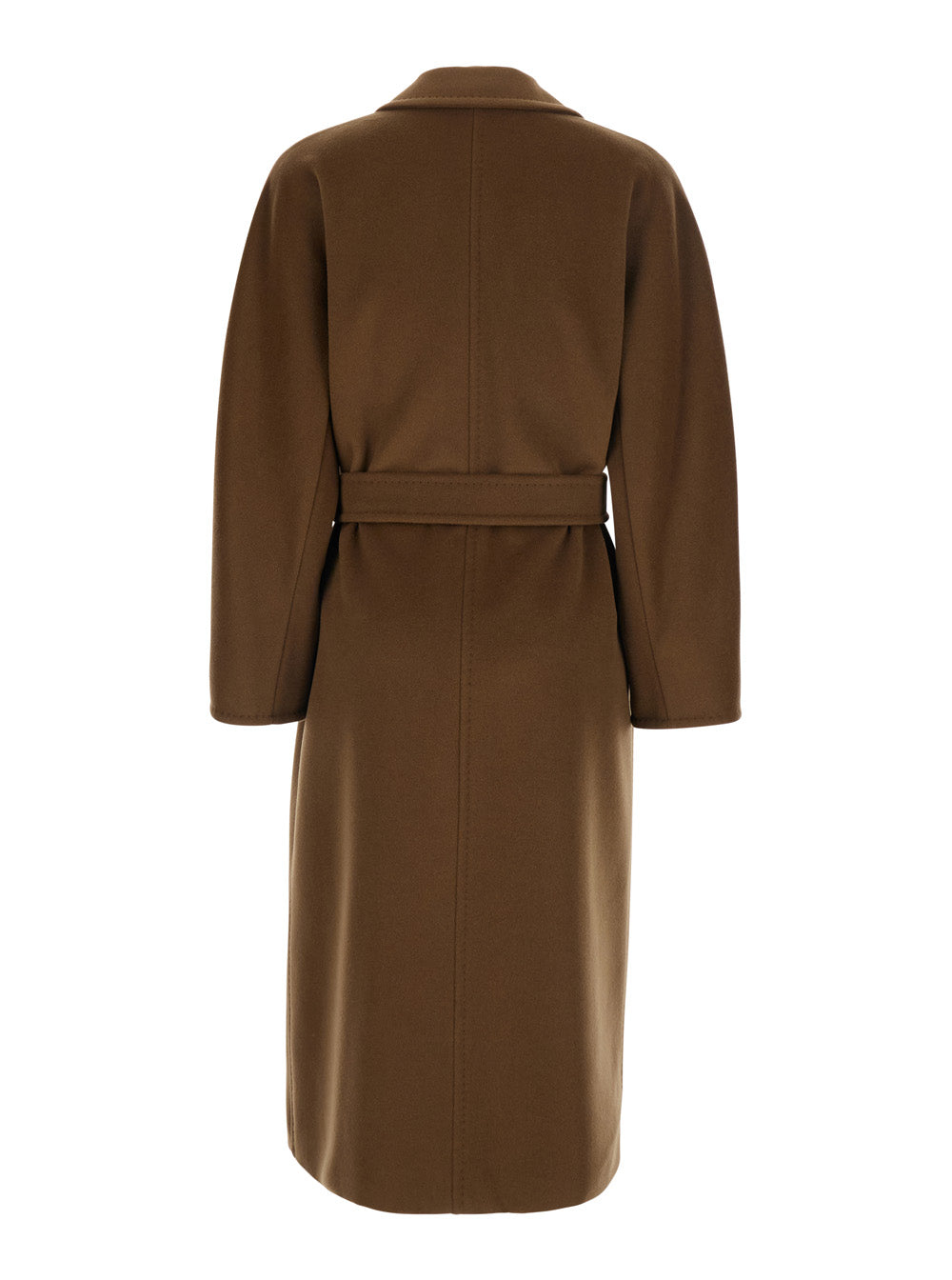 Max Mara Women 'Madame' Brown Double-Breasted Coat With Notched Revers And Front Belt In Wool And Cashmere For Women MAX MARA