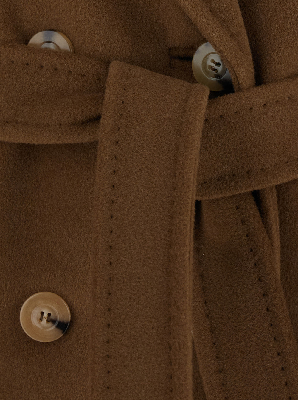 Max Mara Women 'Madame' Brown Double-Breasted Coat With Notched Revers And Front Belt In Wool And Cashmere For Women MAX MARA