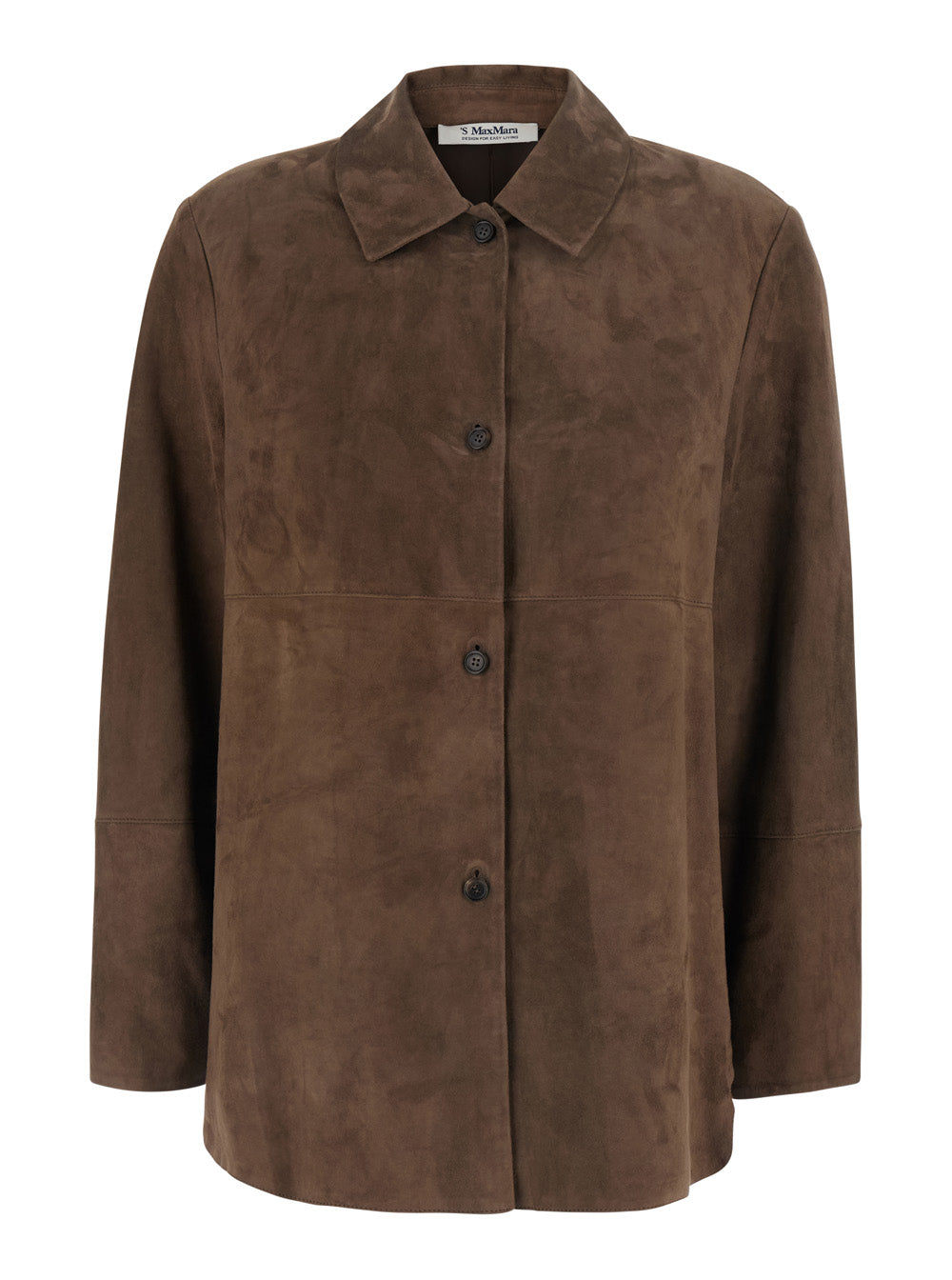 'S Maxmara Women Shirt S Maxmara With Collar And Long Sleeves In Tech Fabric Brown Women S MAX MARA