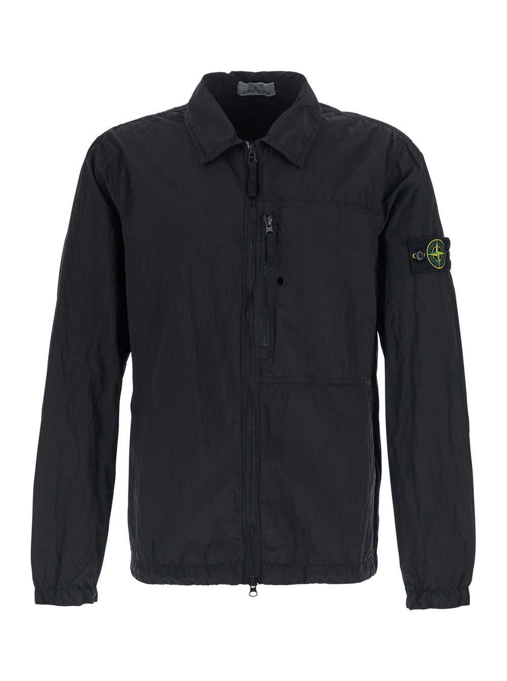 Stone Island Men Metal Nylon Shirt With Collar And Long Sleeves, Tech Fabric, Black, Men STONE ISLAND