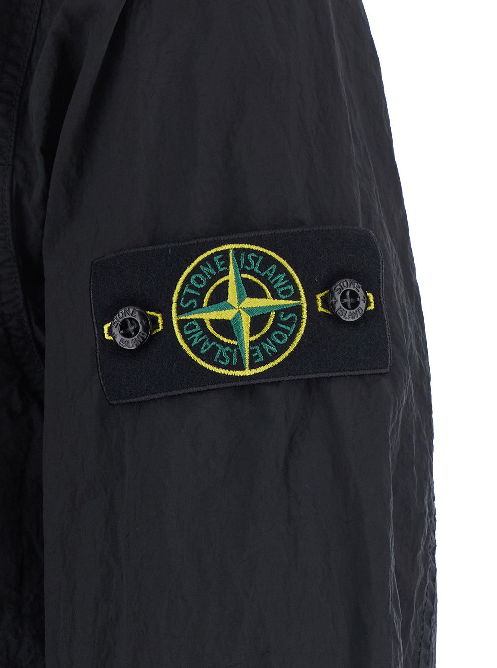 Stone Island Men Metal Nylon Shirt With Collar And Long Sleeves, Tech Fabric, Black, Men STONE ISLAND
