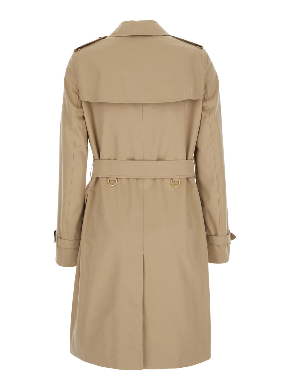Burberry Women 'Kensington' Beige Double-Breasted Short Trench Coat With Waist Belt In Cotton For Women BURBERRY