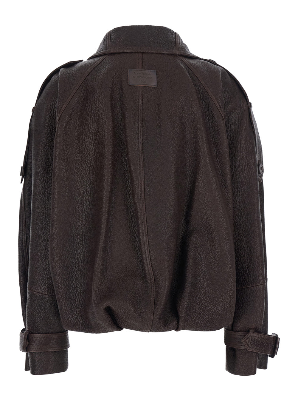 Acne Studios Women Brown Leather Jacket With Front Zip And Side Pockets ACNE STUDIOS