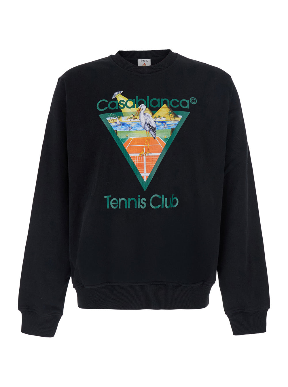 Casablanca Men Black Crewneck Sweatshirt With Logo Print On The Front In Cotton For Men CASABLANCA