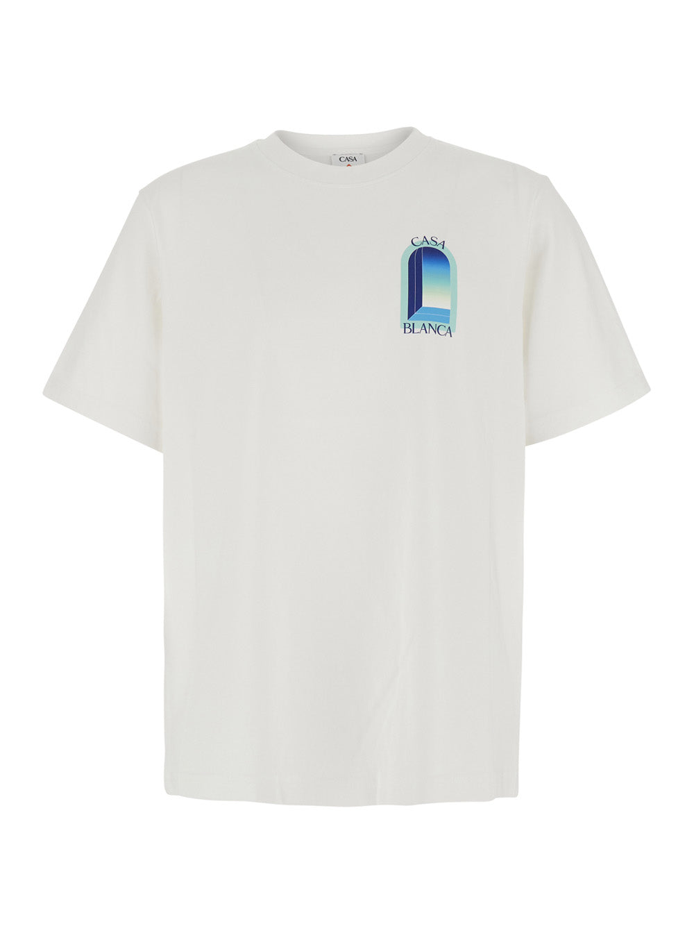 Casablanca Men White T-Shirt With Logo Print On The Front And Back In Cotton For Men CASABLANCA
