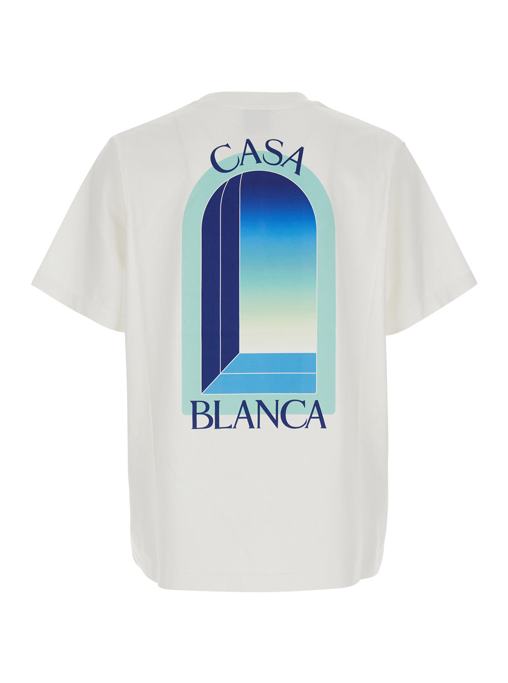 Casablanca Men White T-Shirt With Logo Print On The Front And Back In Cotton For Men CASABLANCA