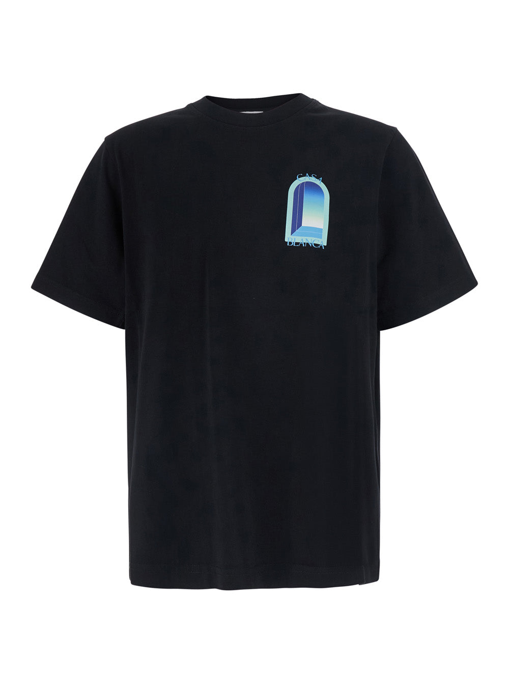 Casablanca Men Black T-Shirt With Logo Print On The Front And Back In Cotton For Men CASABLANCA