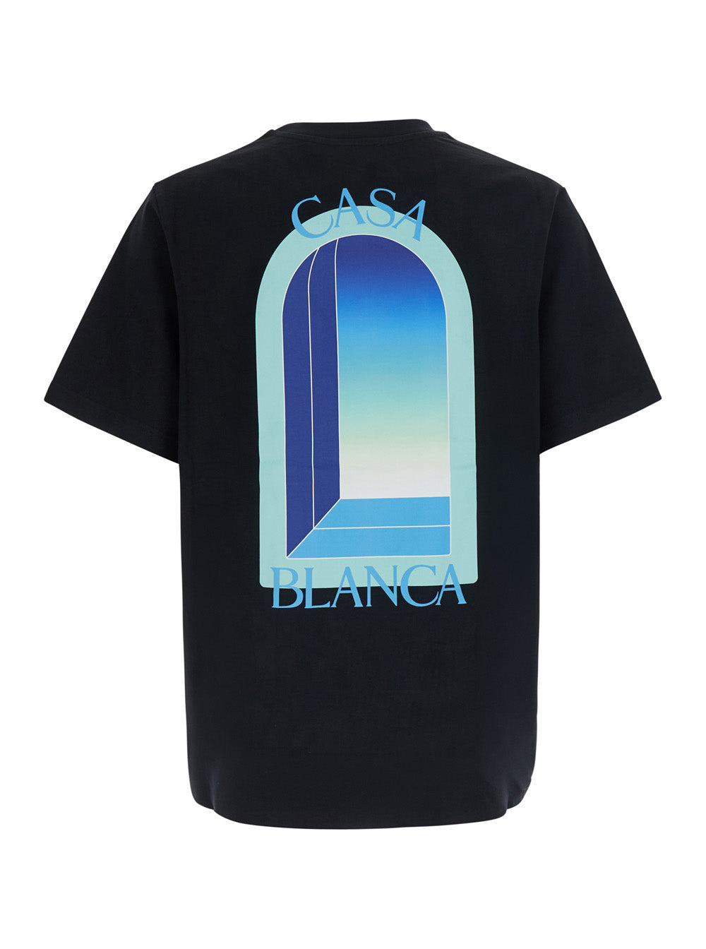Casablanca Men Black T-Shirt With Logo Print On The Front And Back In Cotton For Men CASABLANCA