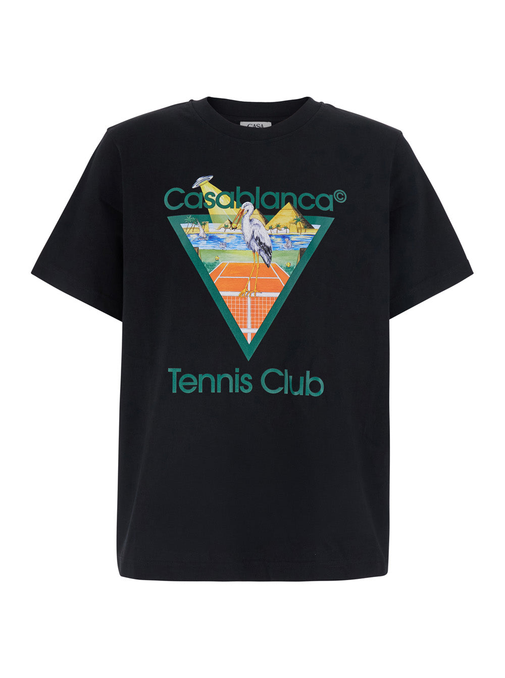 Casablanca Men Black Crew Neck T-Shirt With Logo Print On The Front In Cotton Men CASABLANCA