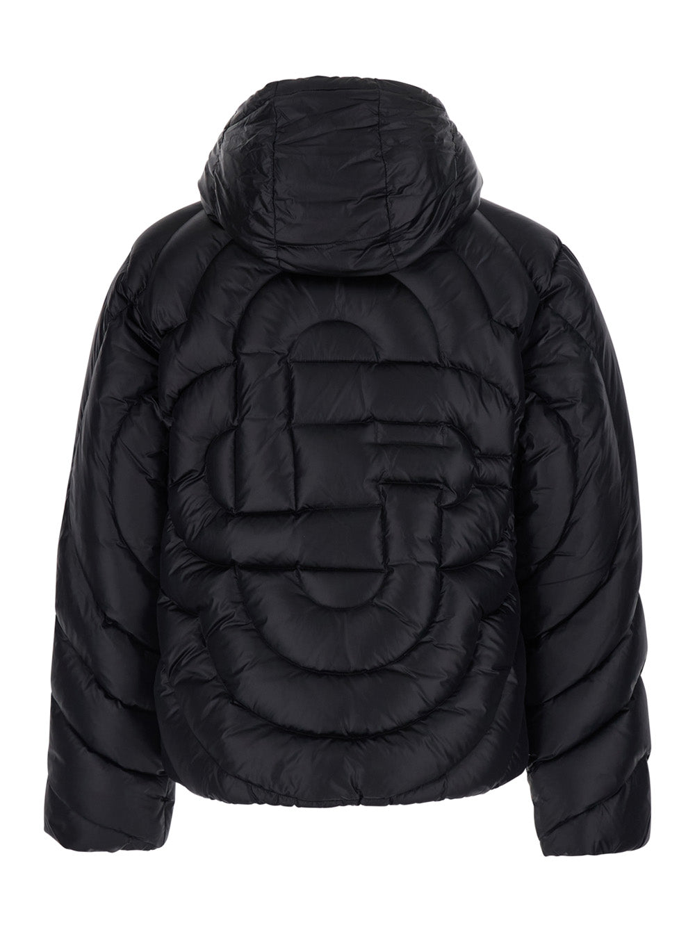 Casablanca Men Black Down Jacket With Fixed Hood And Monogram Design In Tech Fabric For Men CASABLANCA
