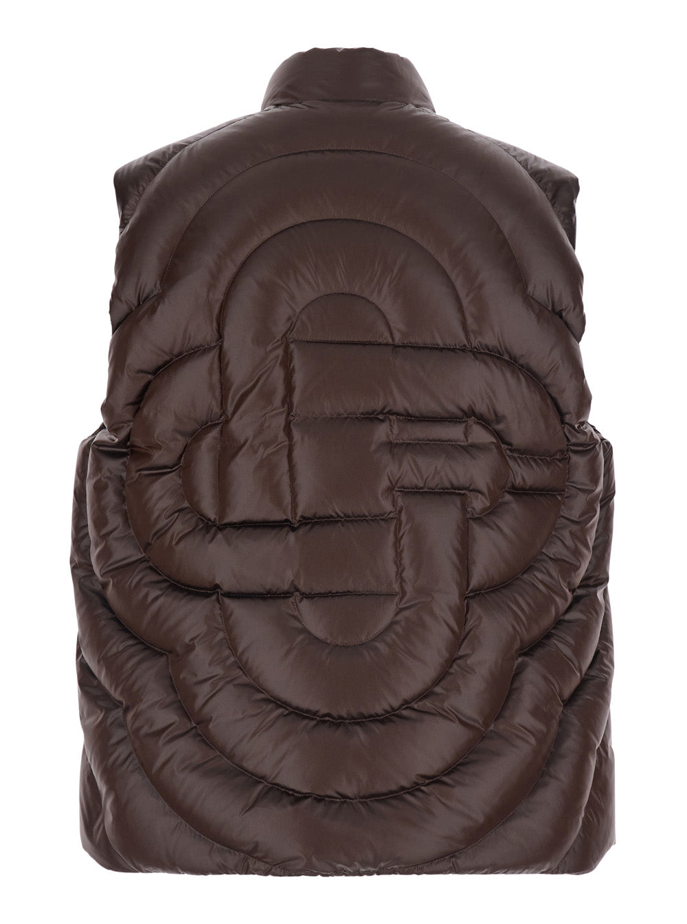 Casablanca Men Brown Down Jacket With High Collar And Monogram Design In Tech Fabric Men CASABLANCA