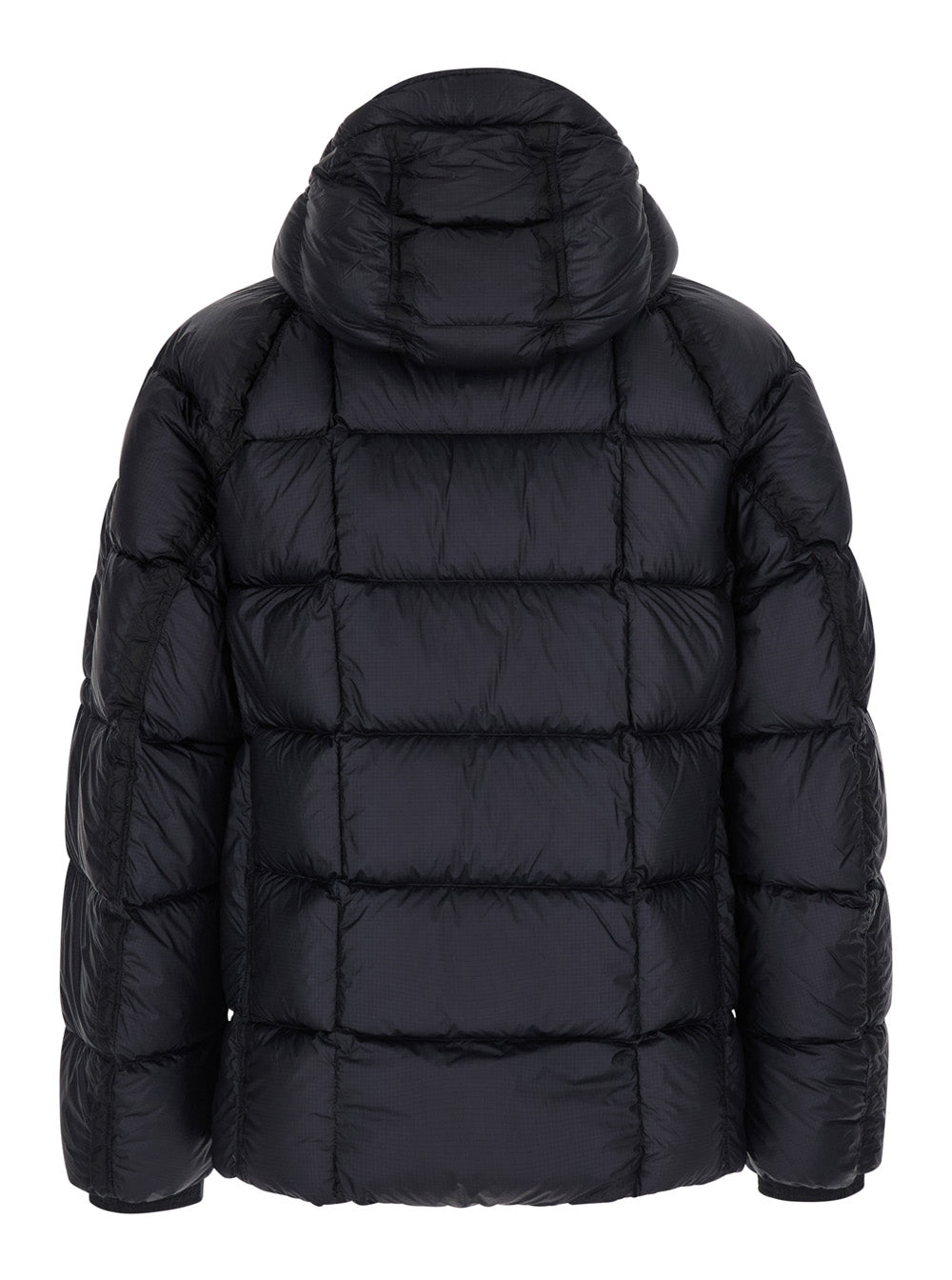C.P. Company Men Blue Hooded Jacket With Logo Plate On The Sleeve In Tech Fabric Man C.P. COMPANY