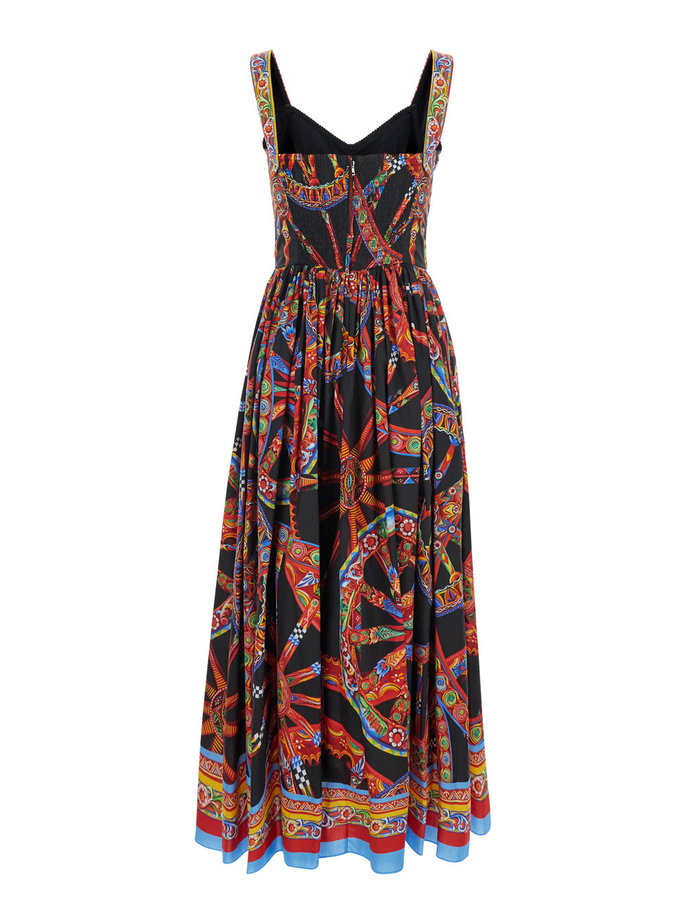 Dolce & Gabbana Women Multicolor Long Dress With Integrated Cup Bodice And All-Over Majolica Print In Cotton For Women DOLCE & GABBANA
