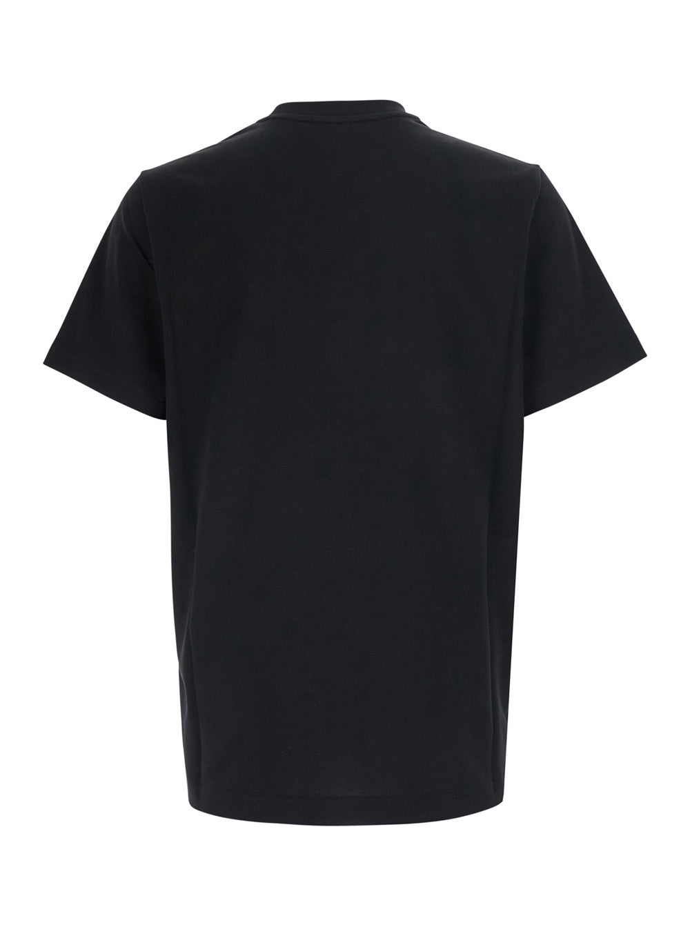 Moncler Men Black Crew Neck T-Shirt With Logo Patch On The Front In Cotton For Men MONCLER