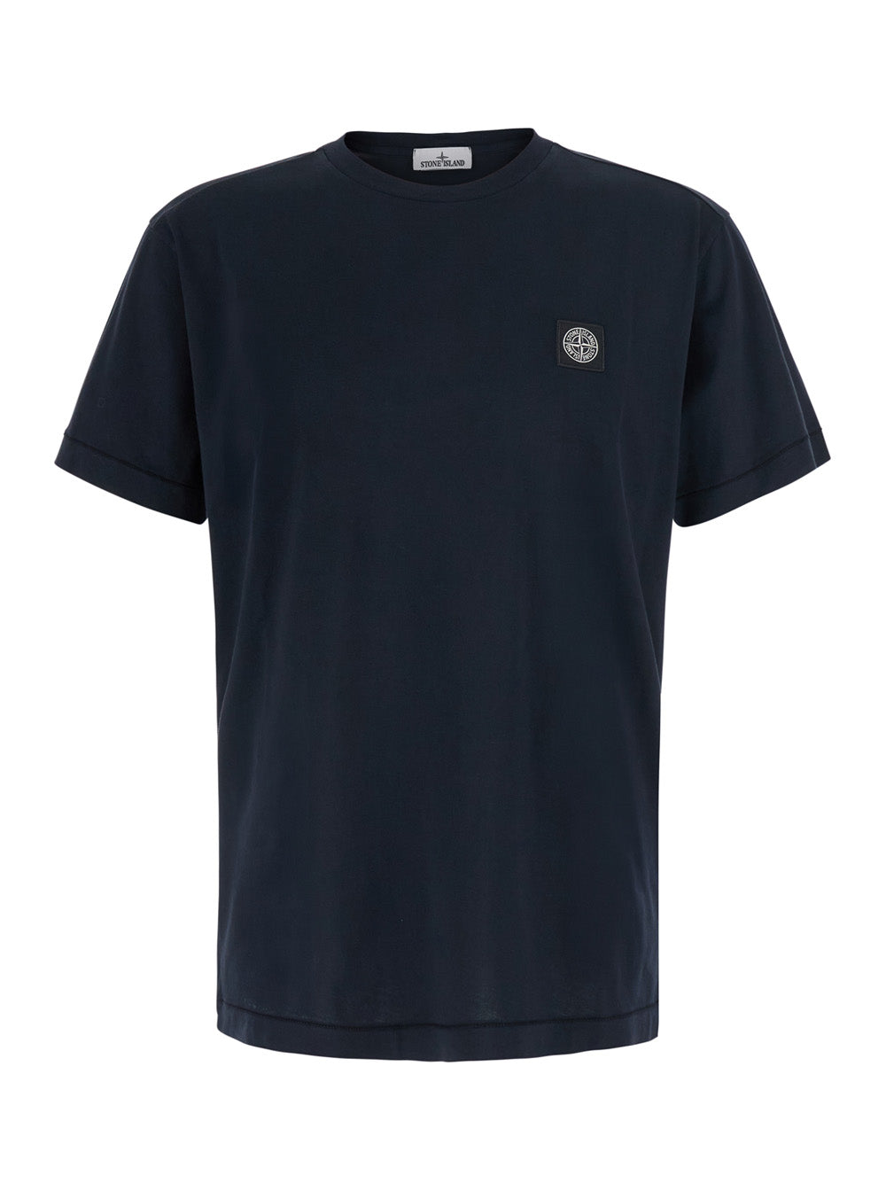 Stone Island Men Crew Neck T-Shirt With Short Sleeves In Blue Cotton For Men STONE ISLAND