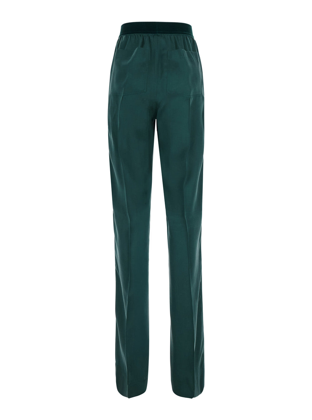 Tom Ford Women Green Pants With Elasticated Waist With Logo Lettering In Silk For Women TOM FORD
