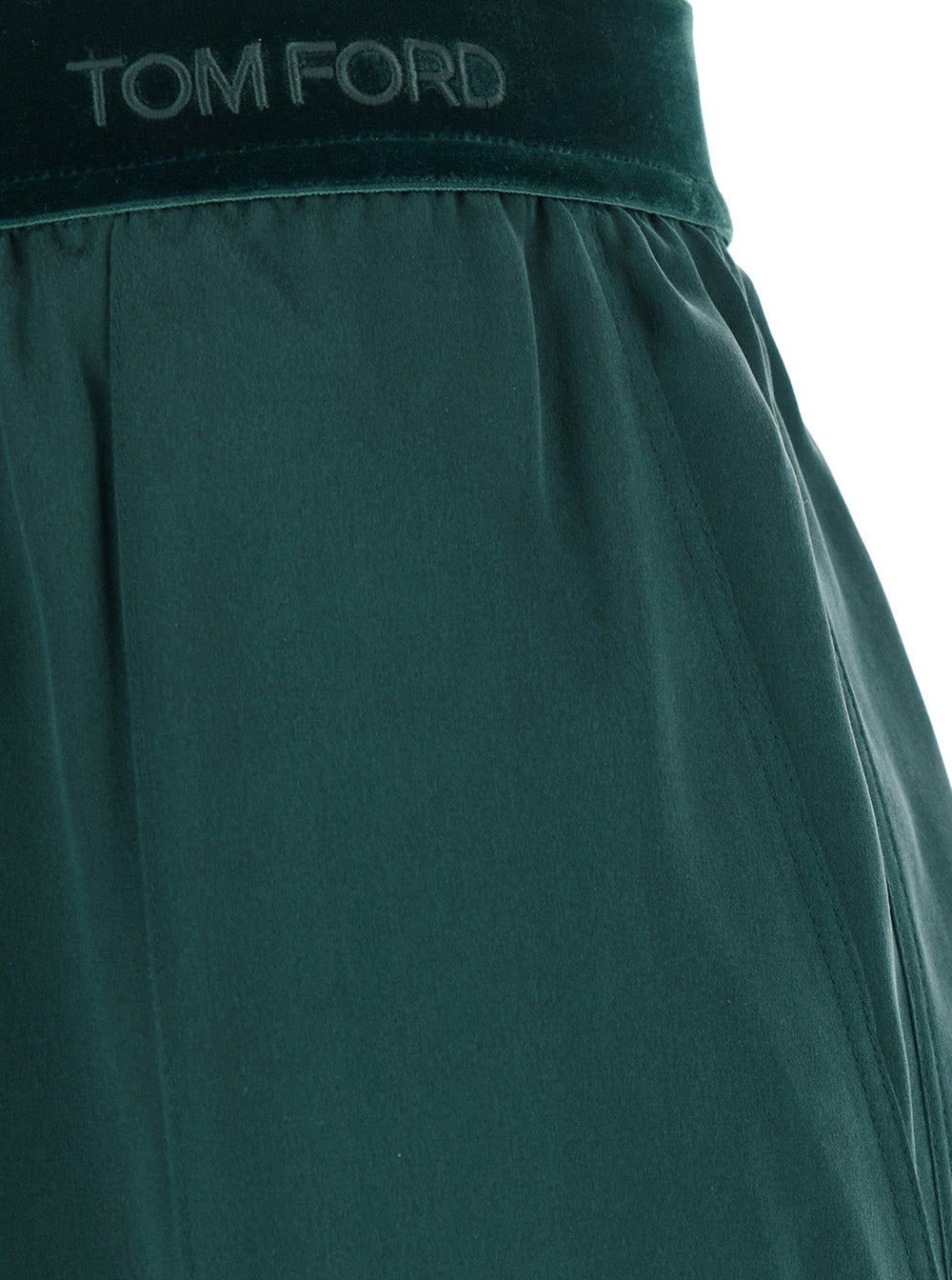 Tom Ford Women Green Pants With Elasticated Waist With Logo Lettering In Silk For Women TOM FORD